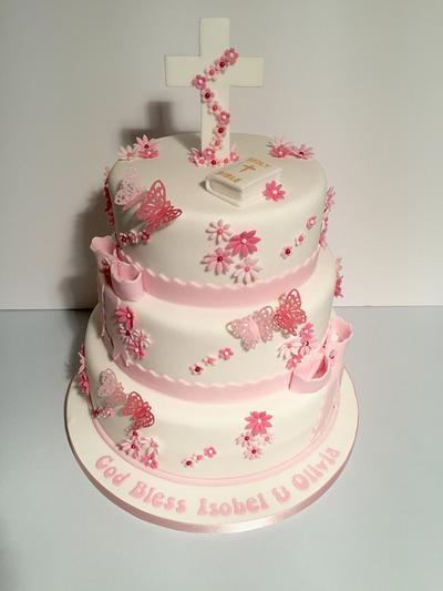Pretty pink christening cake - Cake by Broadie Bakes