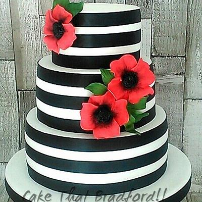 black and white striped wedding cake - Cake by cake that Bradford