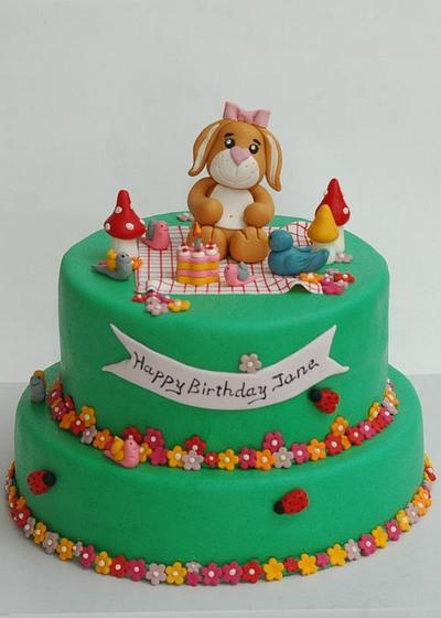 Bunny Picnic Birthday Cake.. - Cake by Deema