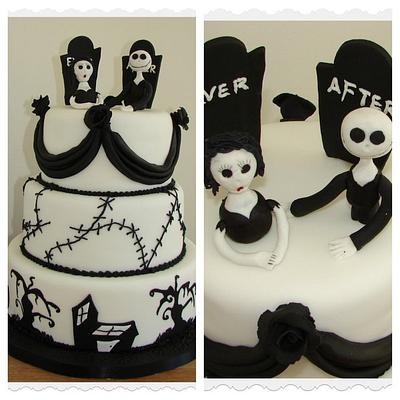 Halloween Wedding Cake - Jack Skellington and Sally - Cake by Nelmarie