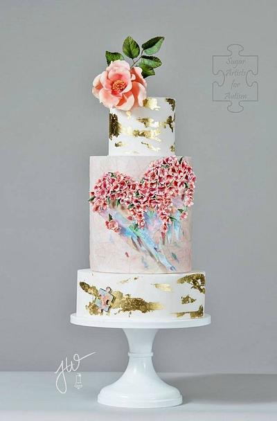 Heart of an Angel - Sugar Art for Autism 2017 - Cake by Jeanne Winslow