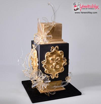 Black and Gold Glam Cake - Cake by Serdar Yener | Yeners Way - Cake Art Tutorials