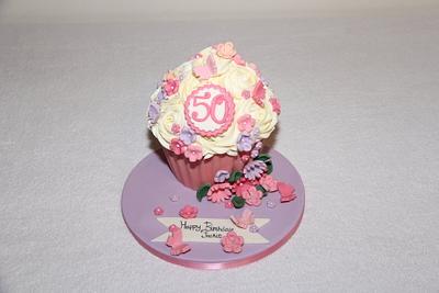 50th Giant Cupcake - Cake by ClarasYummyCupcakes