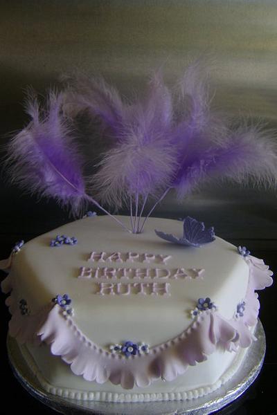 lilac frill and feathers - Cake by Beverley Childs