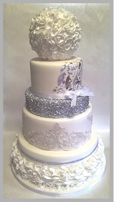 Modern elegant ruffles and silver - Cake by Cakes by Deborah