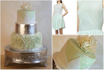 Pistachio and Silver Ruffle Cake - Cake by Leslie Grant