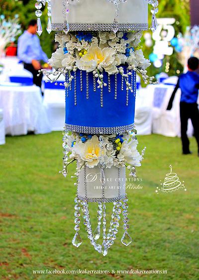 Royal Blue and White Chandelier Cake - Cake by D Cake Creations®