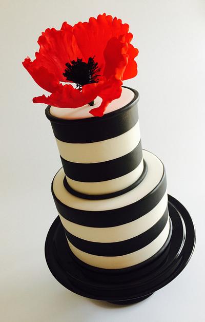 Splash of poppy red and stripes - Cake by V.S Cakes