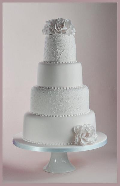 Pure White Wedding Cake - Cake by Sandra Monger
