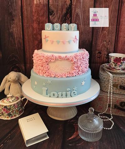 Triple family Christening - Cake by Littlebirdcakecompany
