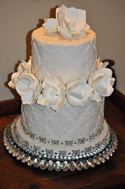 White Magnolia Wedding Cake - Cake by Sharon Frost 