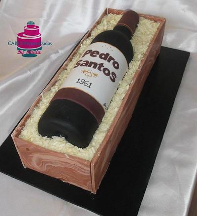 Wine bottle and box - Cake by CakesByPaula