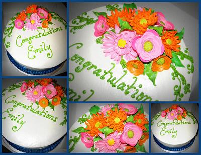 Orange and Pink daisies bridal shower - Cake by Day