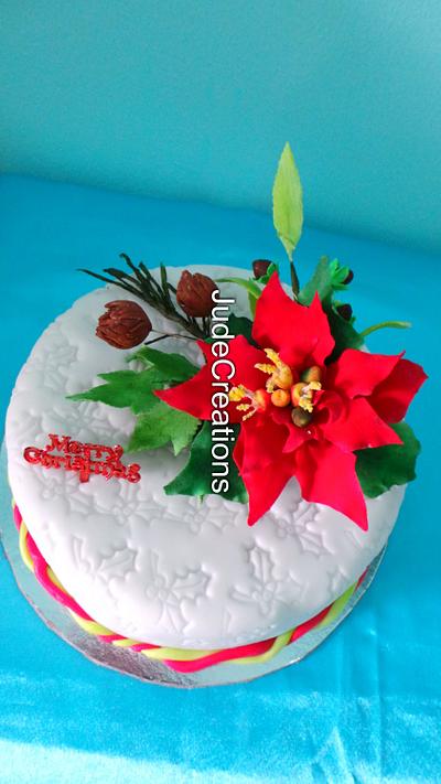 Poinsettia Christmas Cake - Cake by JudeCreations
