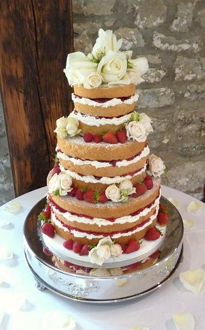 Naked wedding cake. - Cake by Sandra Monger