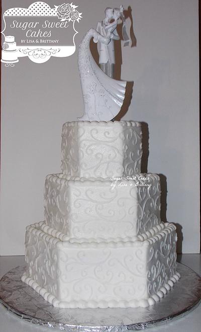 Hexagon Scroll Wedding  - Cake by Sugar Sweet Cakes
