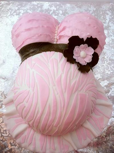 Ruffled zebra print belly cake - Cake by Hot Mama's Cakes