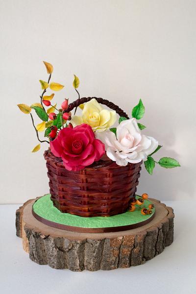 Basket of Roses Cake - Cake by Dimi's sweet art