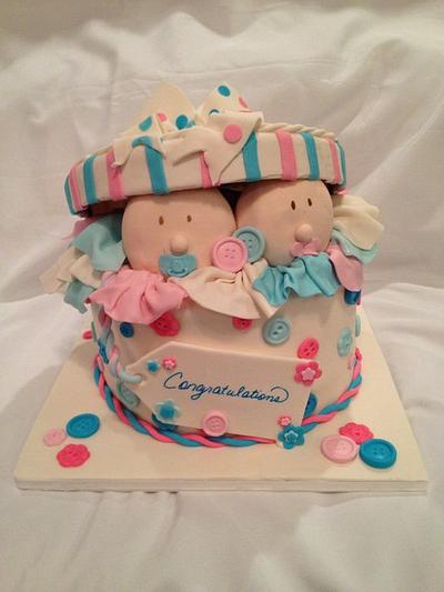 It's a BOY, it's a Girl...no IT'S TWINS!!! - Cake by Caroline Diaz 