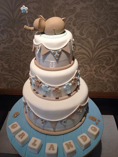 Cute elephant Christening cake - Cake by Nina Stokes