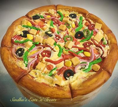 Pizza theme cake  - Cake by Sindhu's Eats'n'Treats