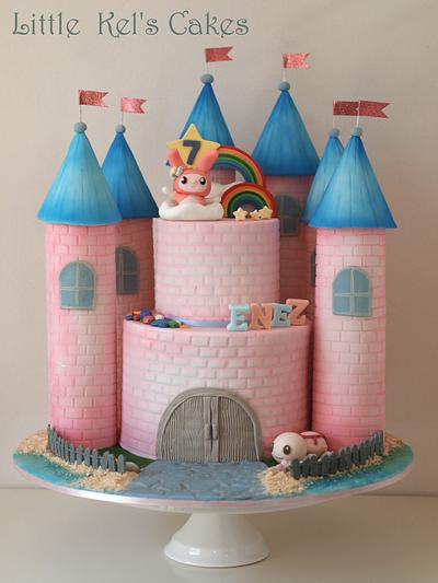 High up in the rainbow–Melody's castle. - Cake by Little Kel's Cakes
