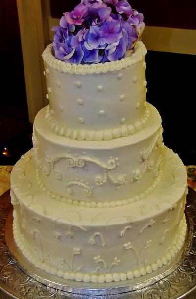 3 Designs in one wedding cake - Cake by Nancys Fancys Cakes & Catering (Nancy Goolsby)
