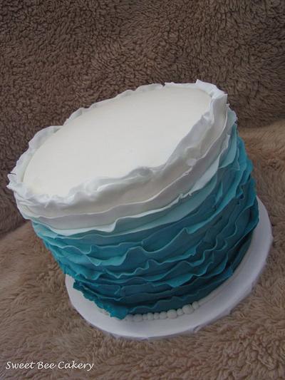Teal ombre messy ruffles - Cake by Tiffany Palmer
