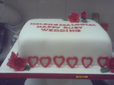 Ruby Wedding Anniversary - Cake by karen warren