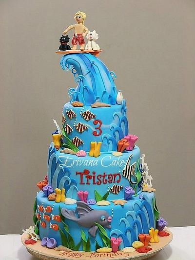 Surfing Waves and Sea Cake - Cake by erivana