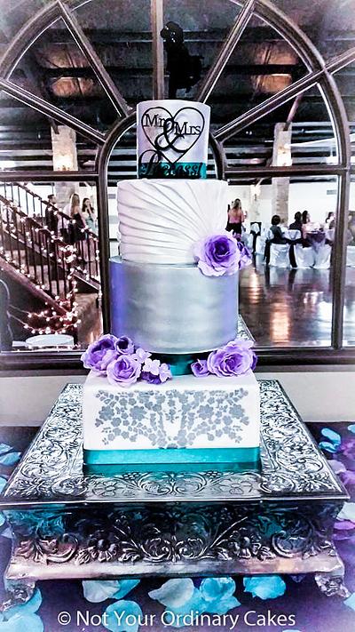 Teal and purple wedding cake - Cake by Not Your Ordinary Cakes