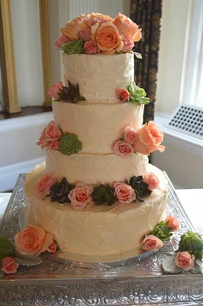Roses and Succulents - Cake by Kim Leatherwood