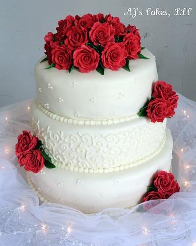 Red Rose Wedding Cake - Cake by Amanda Reinsbach