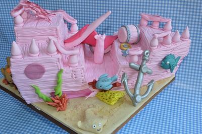 Pirate treasure ship in pink - Cake by 3dfuncakes