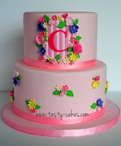 Floral Monogram - Cake by Tasty Cakes