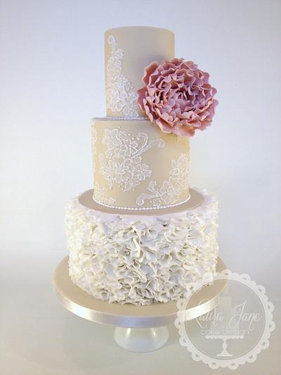 Peony Ruffle Wedding - Cake by Laura Davis