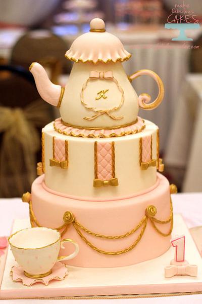 Pink and Gold Teapot cake - Cake by Make Fabulous Cakes