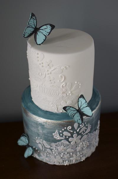 Lace and Butterfly Wedding Cake - Cake by Hello, Sugar!