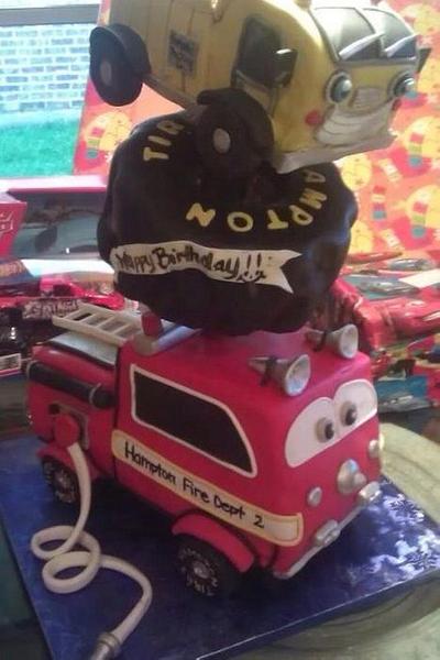 Tonka Truck, Tire, and Firetruck Cake - Cake by Alissa Newlin