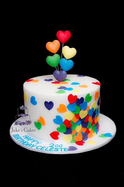 Confetti Rainbow lovehearts - Cake by Jake's Cakes