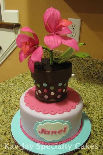 Pink Orchid Birthday Cake - Cake by Kimberley Jemmott