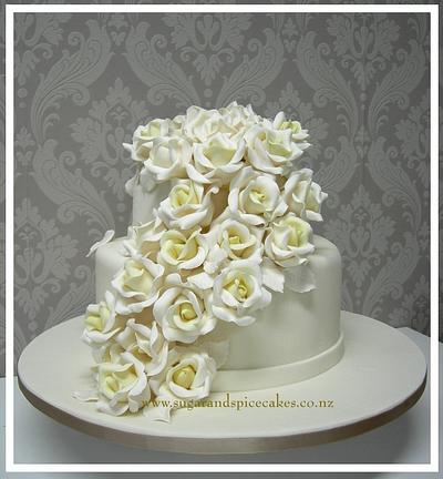 Cascading Roses Wedding Cake - Cake by Mel_SugarandSpiceCakes