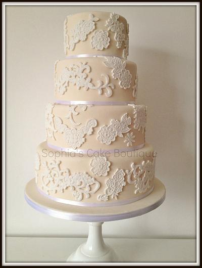 Ivory & White Lace - Cake by Sophia's Cake Boutique