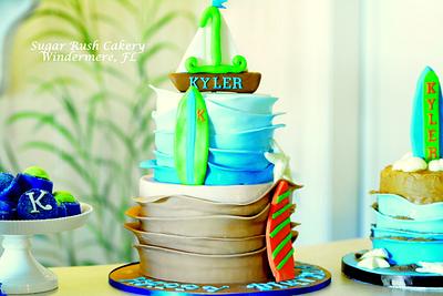 Surfboard/Beach themed 1st Birthday  - Cake by FLSugarRush