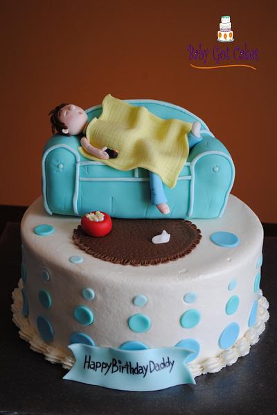 Shhhh, daddy's asleep on the couch...again! - Cake by Baby Got Cakes