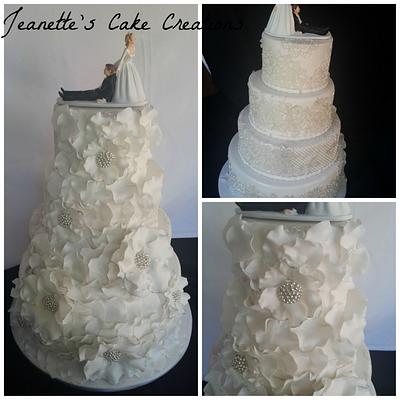 Rose petal and lace wedding cake - Cake by Jeanette's Cake Creations and Courses