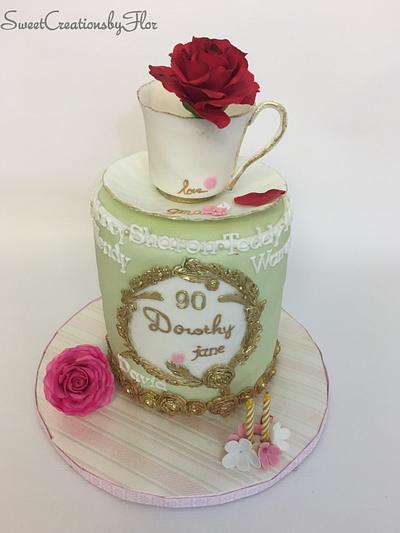 90th Birthday cake - Cake by SweetCreationsbyFlor