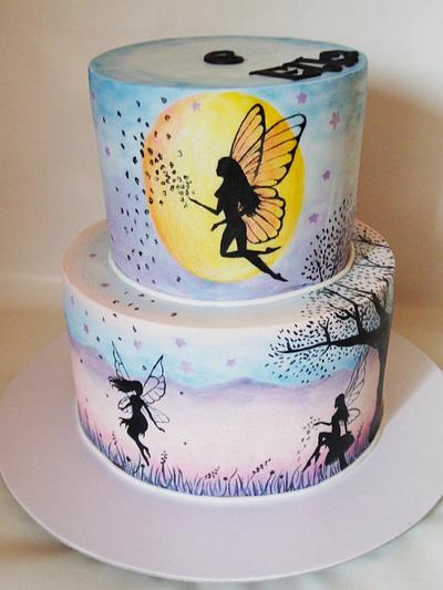 Handpainted fairies - Cake by Veronika