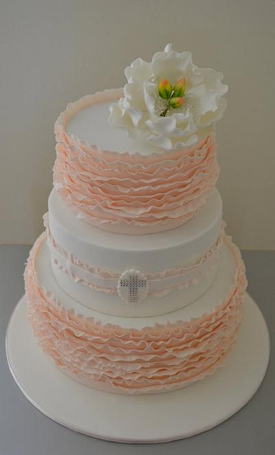 ruffled christening cake - Cake by Sue Ghabach