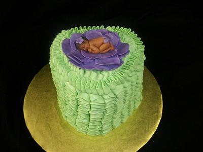 Heart Ruffle Cake With Fantasy Flower and Baby - Cake by caymancake